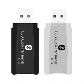 BT-6 bluetooth 5.0 2-In-1 Audio Wireless Receiver Transmitter Stereo AUX RCA USB 3.5mm Jack For TV PC Car Adapter Kit Wh