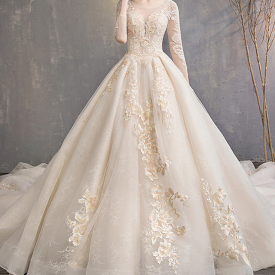 A-Line Plus Size Boho Wedding Dress With Sleeves