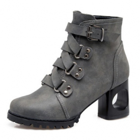 Hollow Chunky Heel Boots