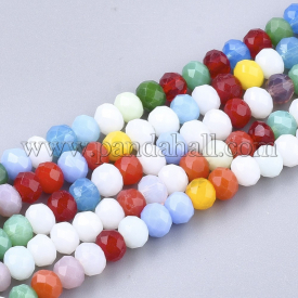 Glass Beads Strands, Faceted, Rondelle, Mixed Color, 4x3mm, Hole: 1mm; about 142~145pcs/strand, 18.7″