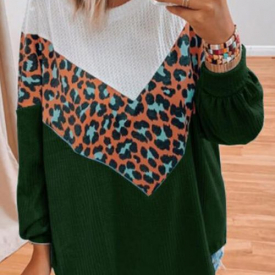 SD01070 Round Neckline Color Block Casual Loose Regular Shift Sweaters