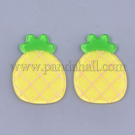 Plastic Cabochons, with Glitter Powder, Pineapple, Yellow, 45x32x2mm