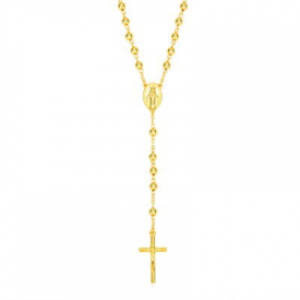 Men Women Gold-color Rosary Necklace 6mm Prayer Beads