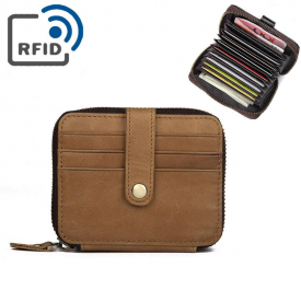 RFID Men Genuine Leather 15 Card Slot Card Holder Wallet