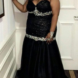 Free Shipping on Chicloth Mermaid Sweetheart Sleeveless With Beading Sweep/Brush Train Elastic Woven Satin Plus Size Dresses