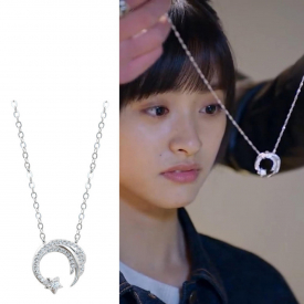 Meteor Garden Same Paragraph Silver Moon Star Necklace Jewelry Birthday Gift