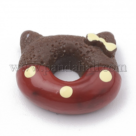 Resin Cabochons, Cat Donuts, Imitation Food, Sienna, 14.5×16.5x6mm