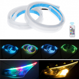 2Pcs 60CM RGB Slim Flexible LED Turn Signal Strip Lights 42LED Car Van Trunk Tail Light