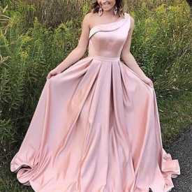 Chicloth Aline Oneshoulder Black Long Prom Dresses 2020