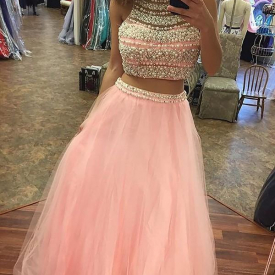 Chicloth Aline Halter Elegant Red Ball Gown Prom Dress