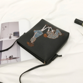 New PU Leather Shoulder Bag for Women Cute Cartoon Print Casual Crossbody Bags Girls Mini Bag Tote