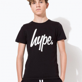 Hype Black Script Kids T-Shirt | Size 14