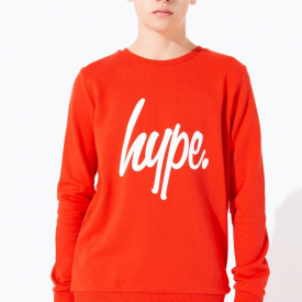 Hype Red Script Kids Crew Neck | Size 3/4Y
