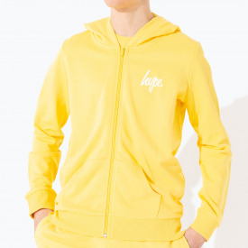 Hype Yellow Mini Script Kids Zip Hoodie | Size 11/12Y