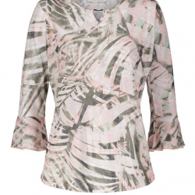 Betty Barclay Khaki/Rose Printed Woven Top