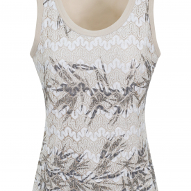 EUGEN KLEIN Beige/Cream Lace Front Sleeveless Top