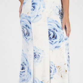 Eugen Klein Ivory Jersey Floral Print Skirt