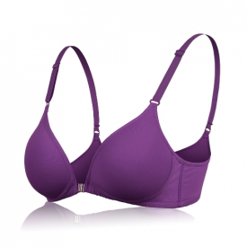 Sexy Women Girls Bra Gather Adjustable Seamless Push Up Wireless Front Button Underwear