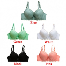 Sexy Women Girls Bra Solid Color Ruched Lace Bow 3/4 Cups Push Padded Adjustable Straps Underwire Lingerie Underwear