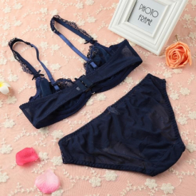 New Sexy Women Sheer Lace Bra Set Underwire Push Up Bralette Briefs Bottom Underwear Lingerie Suits
