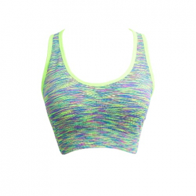 Women Fitness Yoga Sports Bra Contrast Padded Wire Free Seamless Push Up Running Gym Racerback Vest Top Bra