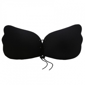 Women Silicone Adhesive Invisible Bra Push Up Strapless Backless Wing Bralette Stick Gel Wedding Dress Black/Beige