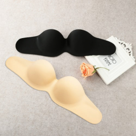 Women Push up Seamless Bra Adhesive Silicone Backless Bralette Strapless Invisible Underwear Bras Black/Beige