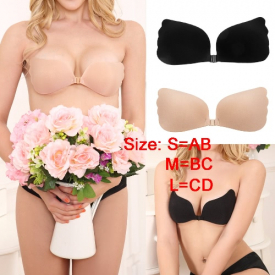 Silicone Push Up Bra Strapless Adhesive Bra Invisible Sexy Brassiere Women Lingerie Seamless Bralette Backless Underwear Black/Beige