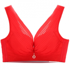 Women Plus Size Bra Wireless Antibacterial Adjustable Anti Sagging Thin Bras 3/4 Cup Brassiere