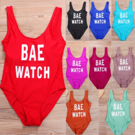 Sexy Women Swimsuit Bodysuit One Piece Swimwear Letter Print Monokini Bathing Suit