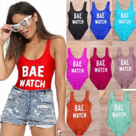 Sexy Women Swimsuit Bodysuit One Piece Swimwear Letter Print Monokini Bathing Suit