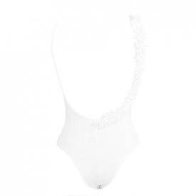 New Sexy Women Backless Bodysuit Jumpsuit 3D Flower Strap Nightclub Stretch One Piece Short Rompers Black/White