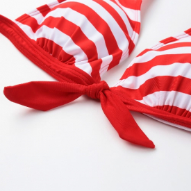Sexy Women Bikini Set Swimwear Stripe Halter Top Push Up Padded Swimsuit Beachwear Bathing Suit Red/Blue/Black