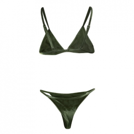 Sexy Women Velvet Bikini Set Swimwear Swimsuit Adjustable Strap Solid Two Piece Bathing Suit Beachwear