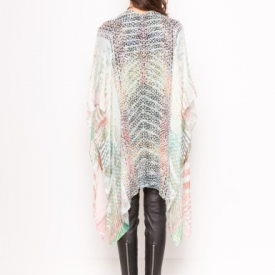 Women Summer Chiffon Cardigan Gradient Print Kimono Beach Cover Up Bikini Outwear White