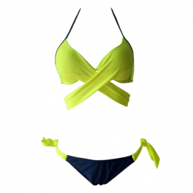 Sexy Women Bikini Set Halter Cross Wire Free Padding Low Waist Thong Biquini Swimwear Swimsuit