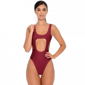 New Sexy Women One Piece Swimsuit Cut Out Backless Padding Sleeveless Swimwear Beachwear Bathing Suit