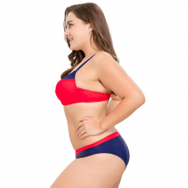 Women Color Block Bikini Set Backless Push Up Padded Underwire Bandage Swimsuit Swimwear Bathing Suit