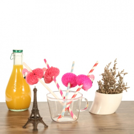 50pcs/set Cute Food Grade Paper Straws for Birthday Wedding Baby Shower Celebration and Party Multifunctional Straws with Flamingo Decorated