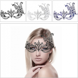 Festnight Luxury Butterfly Design Black Laser Cut Metal Half Mask with Rhinestones Masquerade Ball Halloween Mask