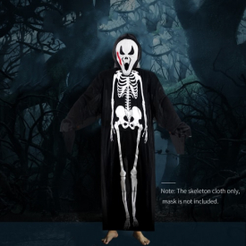 Adults Printed Skeleton Costume Men Women Scary Ghost Halloween Costumes for Cosplay Masquerade Party Fancy Dress