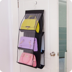 Large Capacity Non-woven Storage Bag Hanging Multi-layer Perspective Anti-dust Household 6 Pocket Closet Rack Hangers