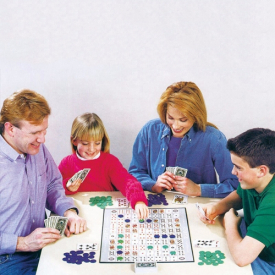 Party Games Sequence Playing Cards Game An Exciting Game of Strategy Friends Playing Together