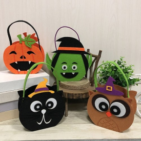 Halloween Non-Woven Candy Bag Trick or Treat Kids’ Candy Bucket with Handle