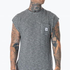 Hype Black Stripe Pocket Mens Sleeveless T-Shirt | Size 2X-Large