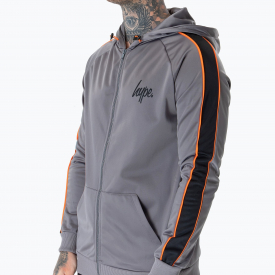 Hype Charcoal Side Stripe Script Mens Poly Track Jacket | Size 2X-Large