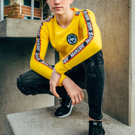 Hype Yellow Taylor Tape Kids Crew Neck | Size 11-12