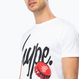 Hype Budweiser Bottle Cap Script Mens White T-Shirt | Size Small
