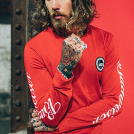 Hype Budweiser Logo Mens Long Sleeve Red T-Shirt | Size XXS