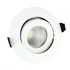 Integral Tiltable LED Fire Rated Downlight 9W (51W) 3000K (Warm White) 92mm C/Out Dimmable Lamp – White